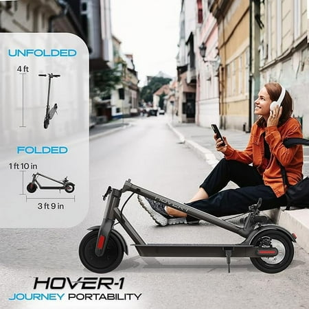Hover-1 - Journey Foldable Electric Scooter w/16 mi Max Operating Range & 14 mph Max Speed - Black