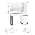 thumbnail image 5 of Astimey Vanity Desk Set with LED Lighted Mirror,  Makeup Table with Storage Shelves and Drawers,  Adjustable Mirror, USB and Power Outlets, Vanity Stool for Bedroom White, 5 of 8