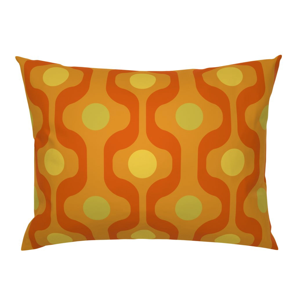 Damask Ikat Floral Orange Tangerine Pillow Sham by Roostery 
