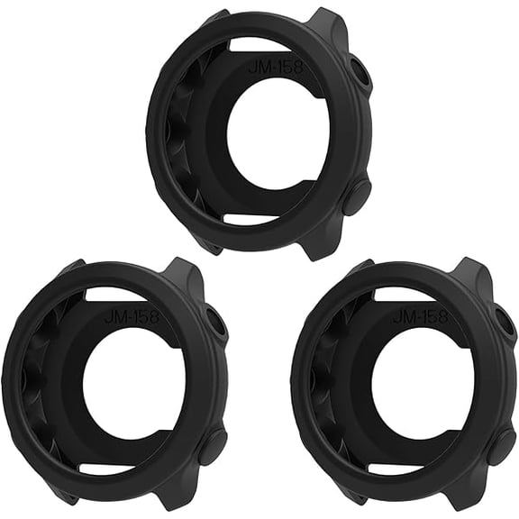 3 Pack Watch Cover Compatible with Garmin Forerunner 55 Silicone Protective Case Shell Smartwatch Accessories (Black)