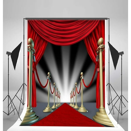 - HelloDecor Polyster 5x7ft Backdrop Photography Background Luxurious Stage Light Red Carpet Scene Backdrop, for Photo Studio Props