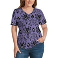 thumbnail image 4 of Haunted Mansion V Neck Fashion Oversize T-Shirt Short Sleeve Shirt Tops, 4 of 8