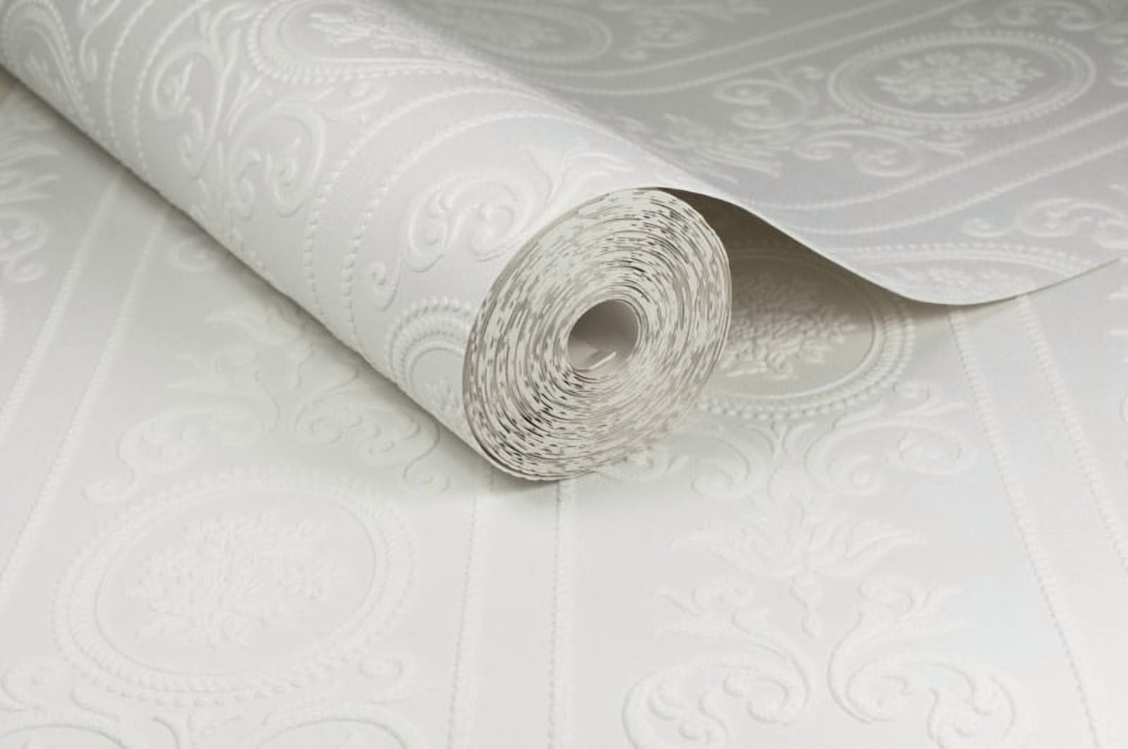 Cameo Stripe White Paintable Wallpaper