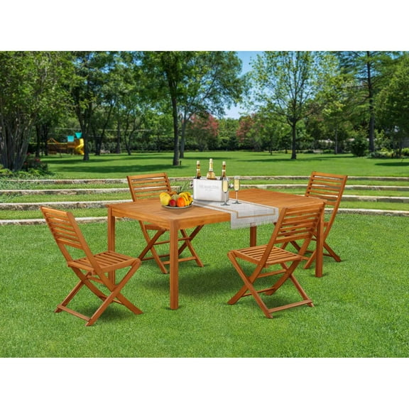East West Furniture Wooden Patio Set Natural Oil, CMBS5CWNA