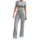 thumbnail image 1 of Mono de Yoga de Corta para Mujer, Sin Costuras, Acanalado, con Cuello Cuadrado y Tirantes Finos Negro XL, 1 of 9