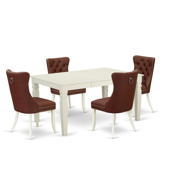 East West Furniture 5 Piece Kitchen Table & Chairs Set Consists of a Rectangle Dining Table