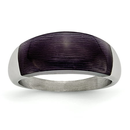 Roy Rose Jewelry Stainless Steel 8mm Black Cat's Eye Ring ~ Size 7