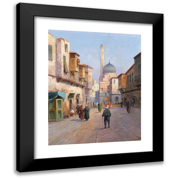 Karl Kaufmann 12x14 Black Modern Framed Museum Art Print Titled - Oriental Street Scene