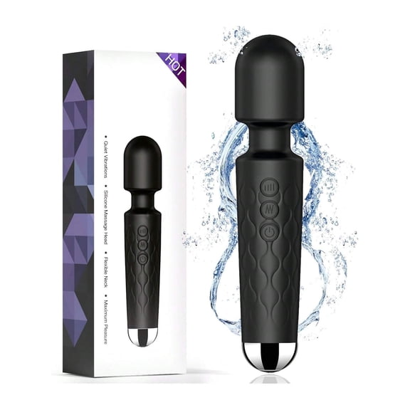 USB Rechargeable Powerful Wand Massager for Women Waterproof Personal Massager with 8 Speeds 20 Vibration Modes Handheld Cordless