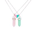 thumbnail image 1 of Collares con colgantes de corazón a juego de cristal de moda para parejas, colgantes de cristal coloridos con forma de bala, azul y rosa JM, 1 of 5