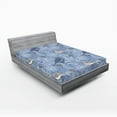 thumbnail image 2 of Ambesonne Birds and Nature Fitted Sheet, Floral Outline Art, King Size, Lavender Blue White, 2 of 5