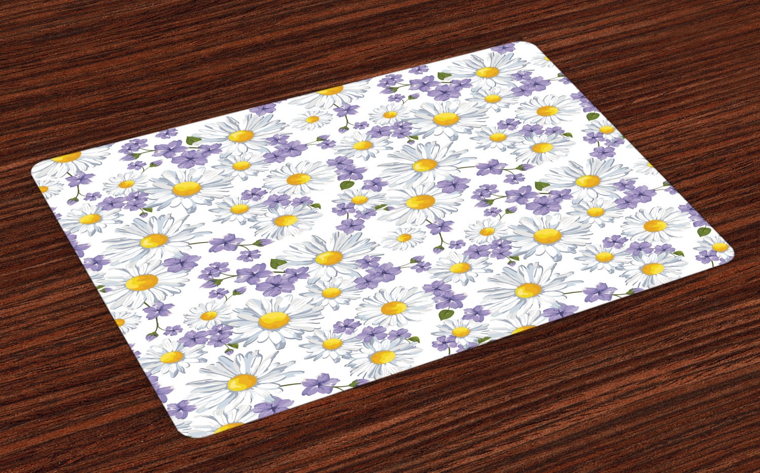 Lilac Purple Green Composition of Blossoming Flowers with Green Spring Leaves Romantic Nature Washable Fabric Placemats for Dining Room Kitchen Table Decor Ambesonne Floral Place Mats Set of 4