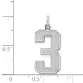 thumbnail image 2 of 925 Sterling Silver Number 3 Pendentif Pendentif Breloques, 2 of 6