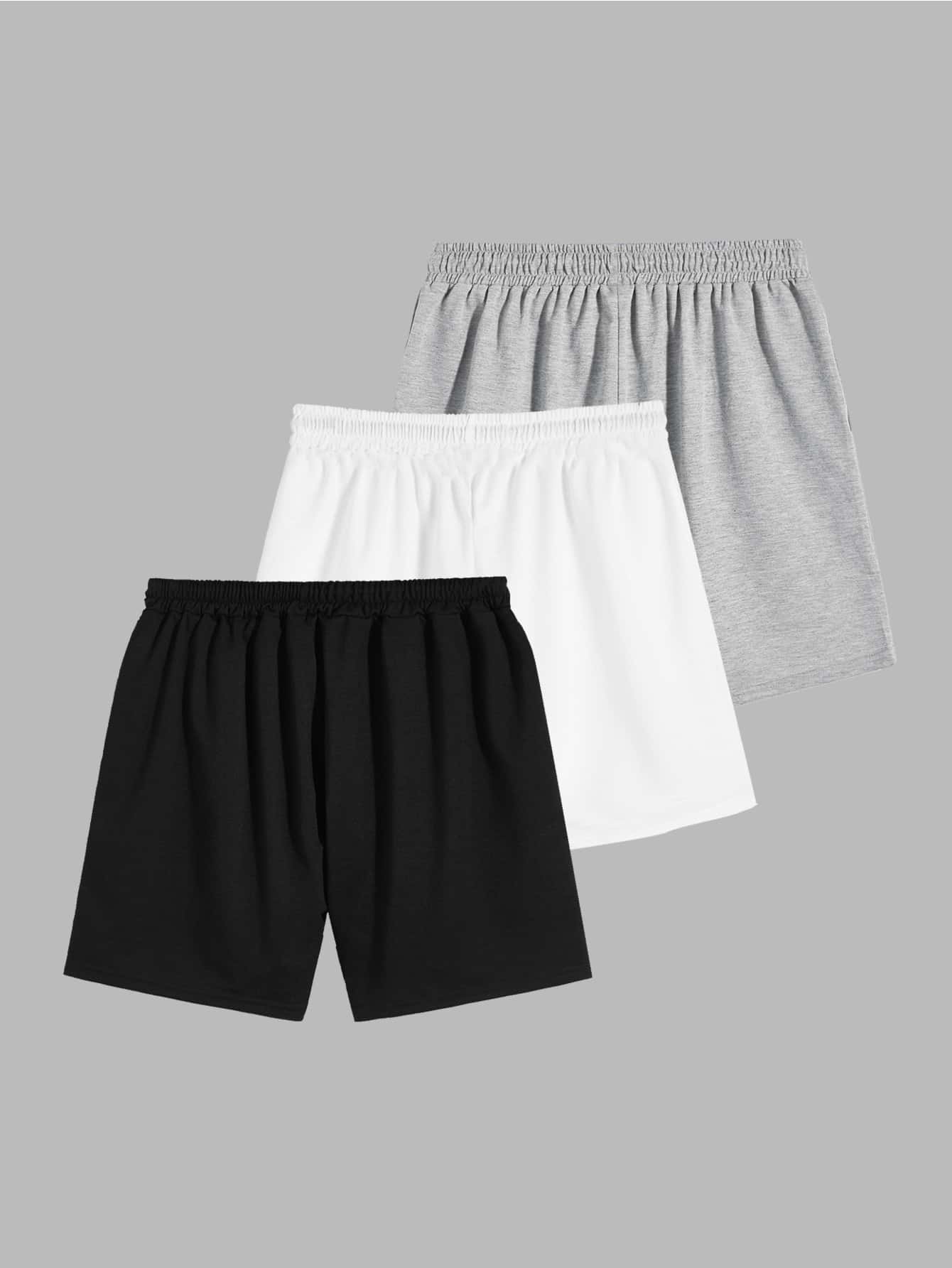 Men 3pcs Letter Patched Drawstring 