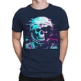 thumbnail image 2 of Glitchy Neon Skull Astronaut Navy Men's T-shirt, 2 of 3
