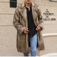 thumbnail image 6 of Alkepwun Mens Warm Faux Furry Long Coat Jacket Winter Solid V-neck Outerwear, 6 of 9