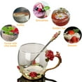 thumbnail image 4 of 1 Set Rose Glass with Spoon Tea Mug Coffee Mug Suitable for Gift Giving, 4 of 5