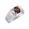thumbnail image 3 of RYLOS Men's Rings 14K White Gold Rings Classic Designer  9X7MM Oval Gemstone &  Diamond Ring Smoky Quartz June Birthstone Ring Size 13, 3 of 6