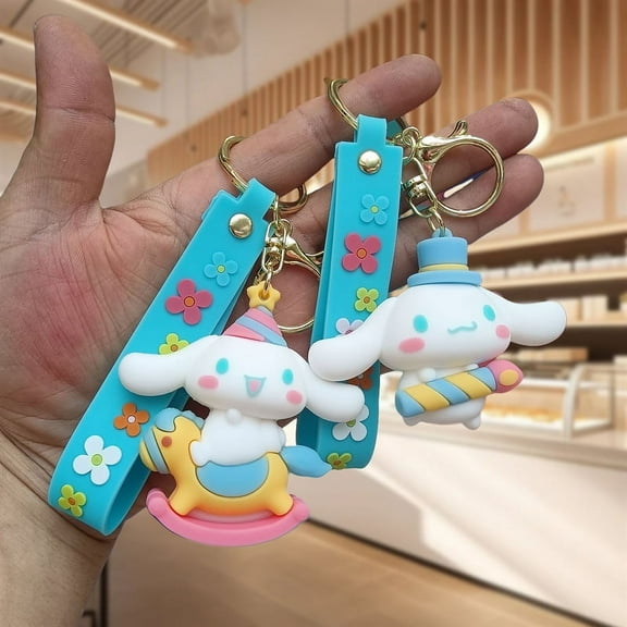 2Pcs Cinnamoroll Cartoon Theme 3D Silicone Charm， Cartoon Keychain ，Bag Pendant Accessories.