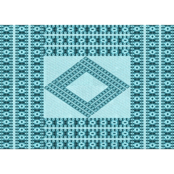 Ahgly Company Indoor Rectangle Patterned Dark Cyan Green Area Rugs, 8' x 10'