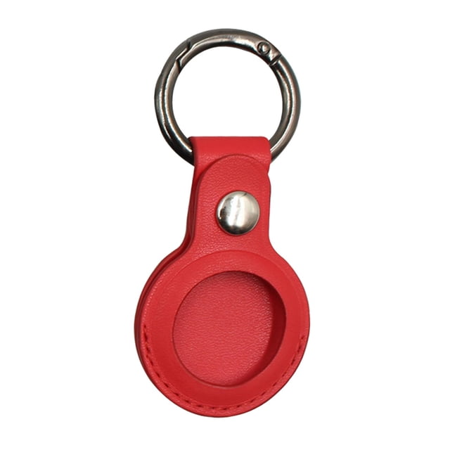 Funda protectora de cuero sintético con llavero para Apple Airtags Tracker rojo