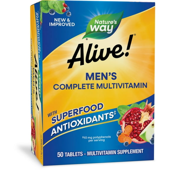 Nature's Way Alive! Men's Complete Multivitamin Tablets, B-Vitamins, 50 Count