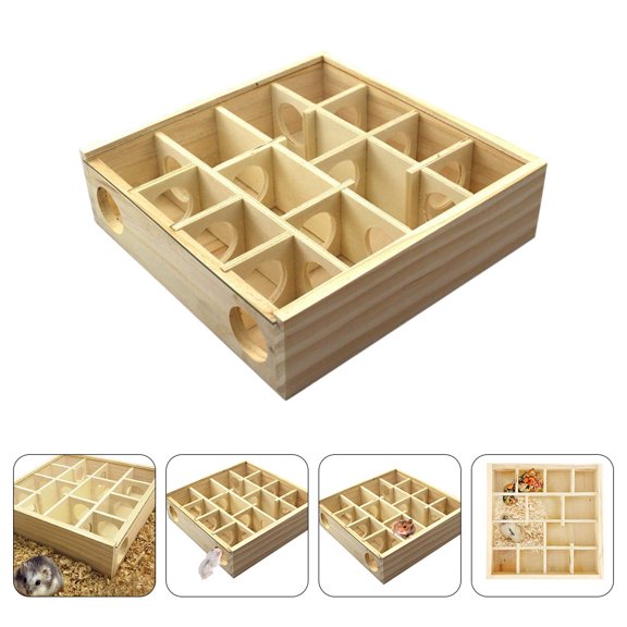 FRCOLOR  Wooden Chinchilla Maze Mouse Hamster Small Animal Interactive Cage