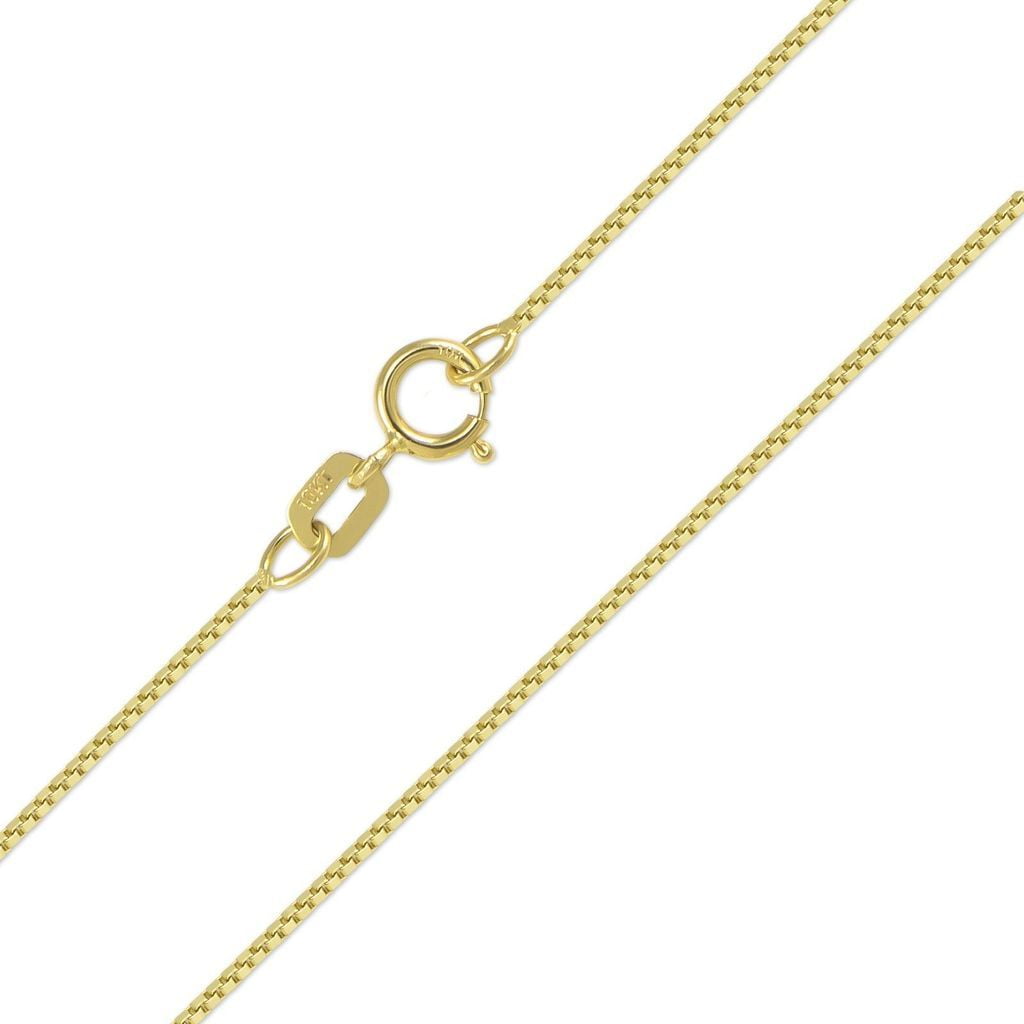 10K Yellow Gold 0.6mm Box Chain Necklace Spring Clasp, 22 Inches