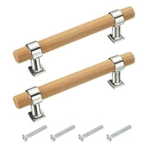 2 Pcs Wood Drawer Pulls T-Bar 96mm/3.8" Hole Center Dresser Drawer Knobs Double Hole with Screws, Silver/Gold