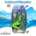 thumbnail image 5 of PMU 33 Inch Graphics Printed Bodyboard - Lightweight Wrist Leash Slick Bottom Boogie Board for Beach, Sea & Pool - Surfing Board for Kids, Teens & Adults, Waves conditions -Dino Graphics Pkg/1, 5 of 8
