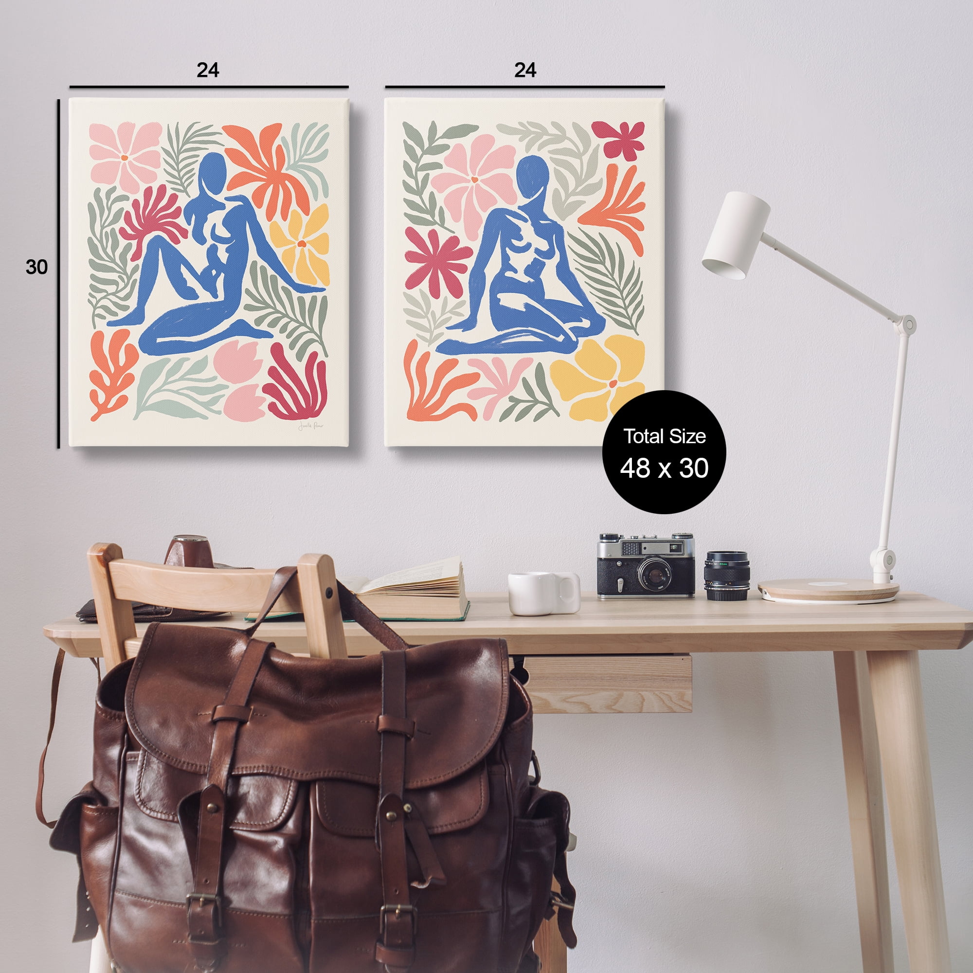 Stupell Industries Abstract Garden Female Figure People Painting Wrapped Canvas Art Print Wall Art, 24 x 30, Set of 2