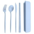 thumbnail image 1 of YOPTOP 4Pcs/Set Reusable Portable Plastic Cutlery Set with Storage Box Students Spoon Fork Cutter Chopsticks Tableware Set for Outdoor Travel,blue, 1 of 8