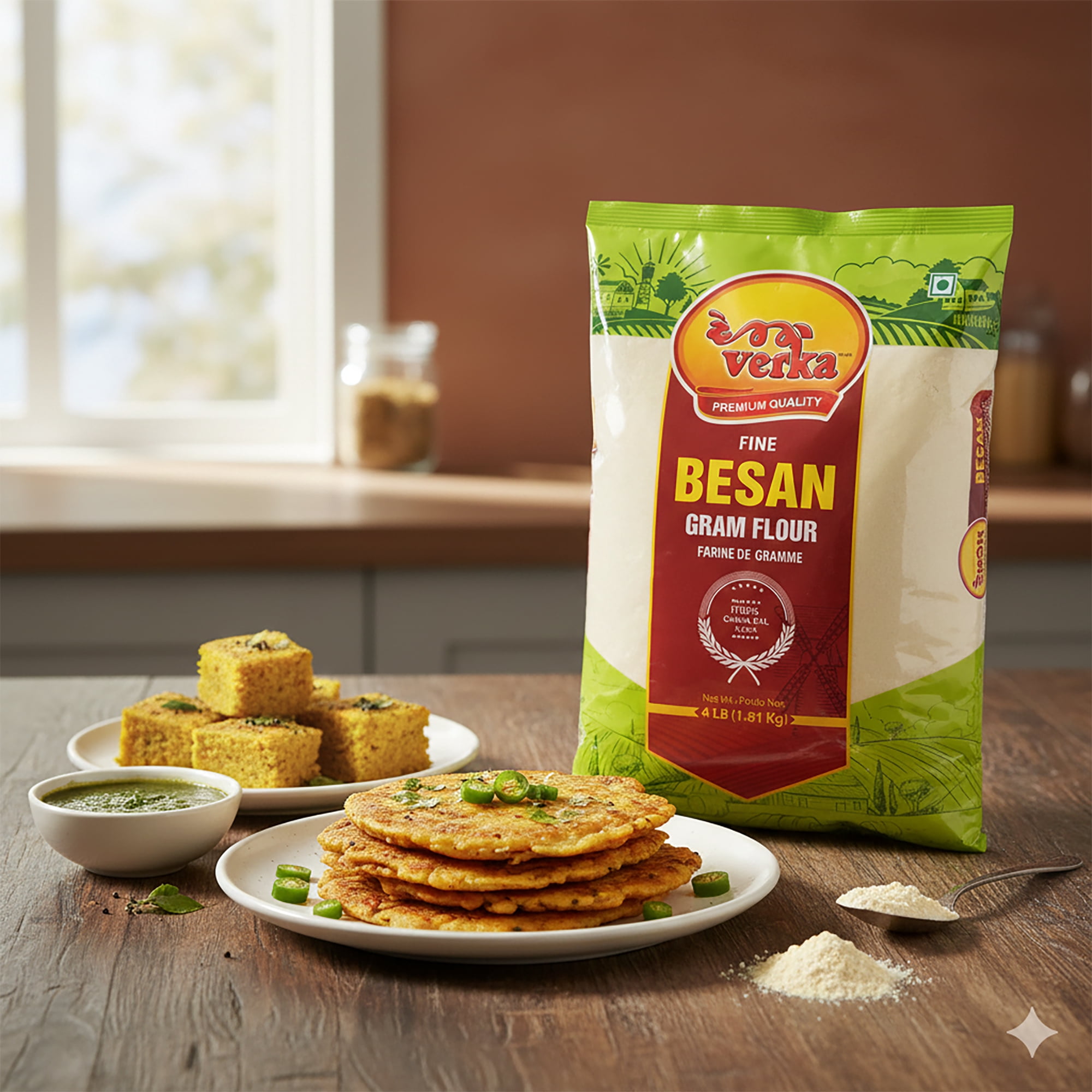 Verka Fine Besan (Gram Flour), 4lbs, 100% Pure Chana Dal Flour