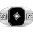thumbnail image 5 of 14K White Gold Onyx And Diamond Greek Key Design Mens Ringsize 10 (Width 3.6 To 14.6) - Jbsp, 5 of 5