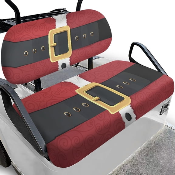 Pzuqiu Christmas Santa Costume 2 Piece Golf Cart Seat Covers Set - Breathable Washable Universal Fit for Most 2-Seater Golf Carts