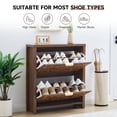thumbnail image 6 of Wirrytor Floral Embossed Narrow Shoe Cabinet with 2 Flip Drawers, Slim Entryway Shoe Organizer for Hallway Foyer Bedroom, Walnut, 6 of 10