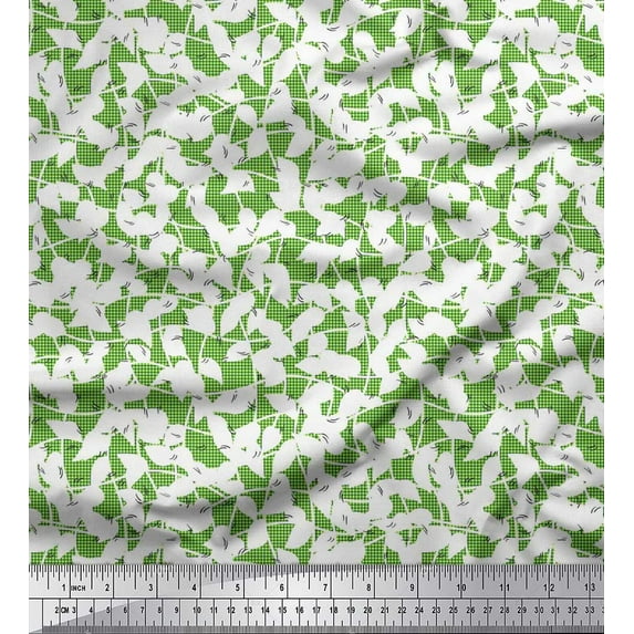 Soimoi Cotton Duck Fabric Branch & Leaves Artistic Print Fabric by The Yard 42 Inch Wide