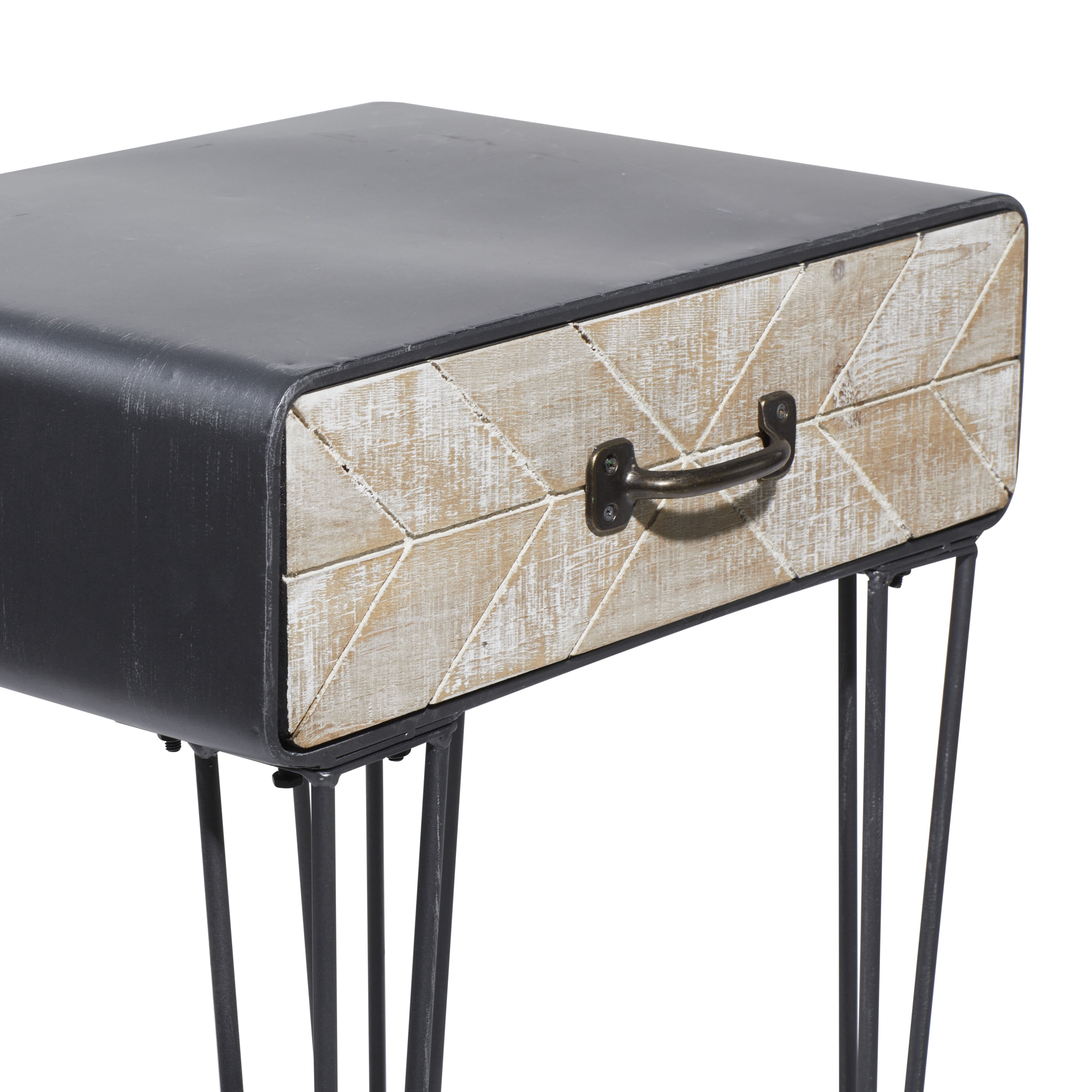 DecMode 17" x 26" Black Metal Single Drawer Accent Table, 1-Piece