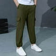 thumbnail image 2 of OGLCCG Boy Cargo Sweatpants 3 Pack Kids Cotton Linen Elastic Waist Joggers with Pockets Lightweight Straight Leg Athletic Pants 4-12 Years, 2 of 6