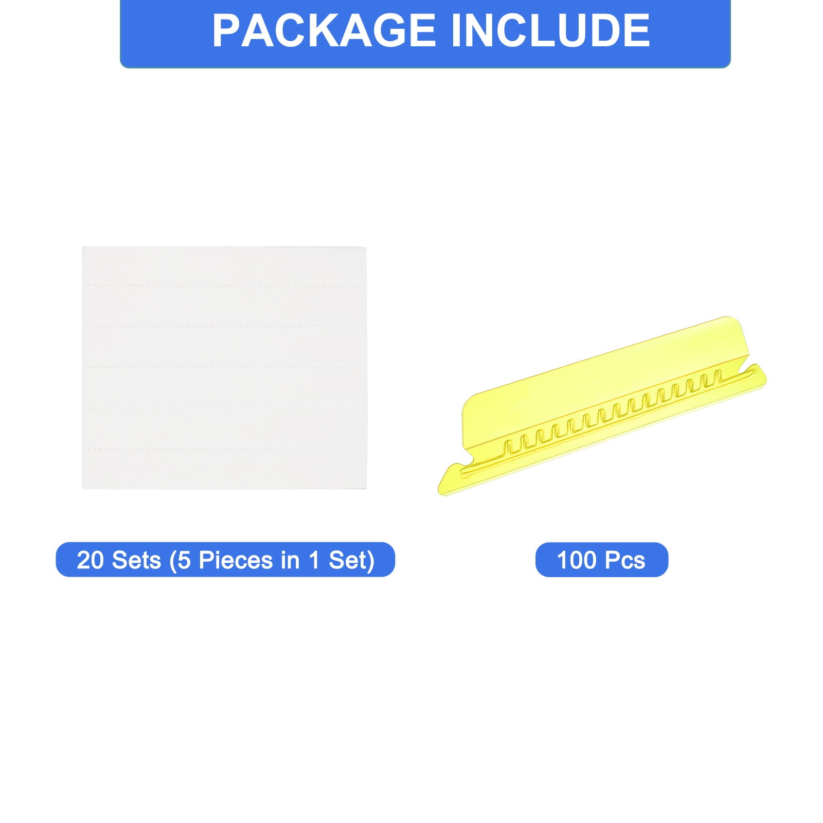 Uxcell Hanging File Folder Tabs, 4 Inch File Folder Tabs and Inserts Plastic Clear File Folder Labels Filing Tabs for Hanging File Folders, Yellow, 100 Pcs