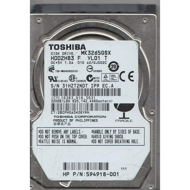 MK3265GSX, A0/GJ002C, HDD2H83 F VL01 T, Toshiba 320GB SATA MK3265GSX, A0/GJ002C, HDD2H83 F VL01 T, Toshiba 320GB SATA