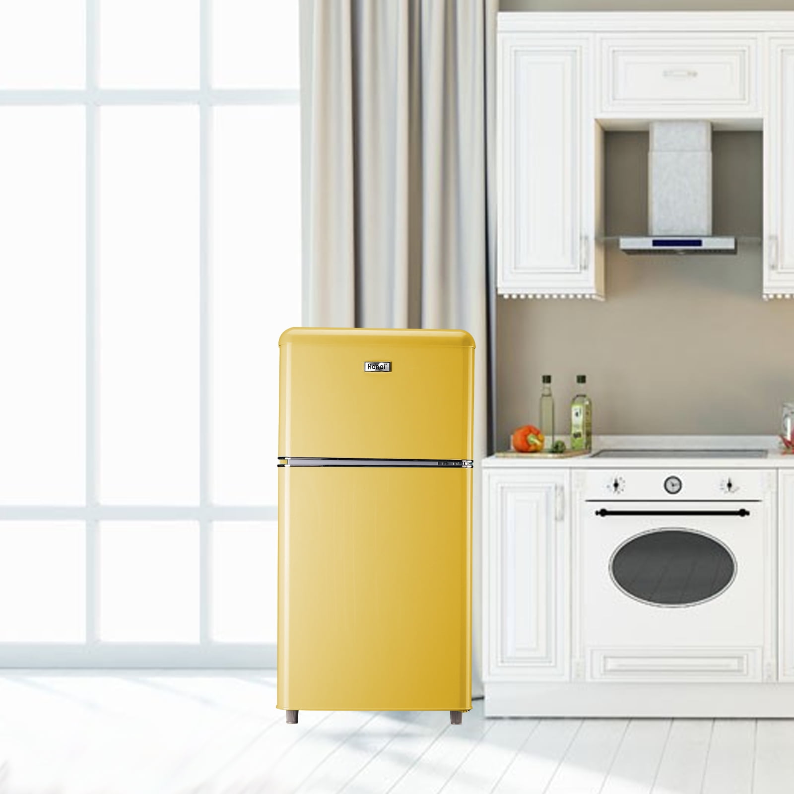 smeg mini fridge yellow