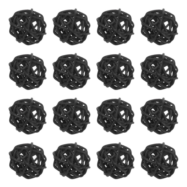 Uxcell 16-Pack Bolas de Ratán Tejidas 30mm/1.2 Pulgadas Bolas Decorativas de Ratán para Navidad Bodas Acción de Gracias Negro