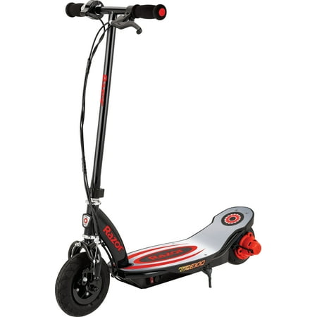 Razor Power Core E100 Electric Scooter with Aluminum Deck - Red, for Ages 8+ and up to 120 lbs, 8" Pneumatic Front Tire, Up to 11 mph & up to 60 mins of Ride Time, 100W Hub Motor