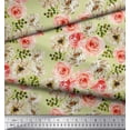 thumbnail image 2 of Soimoi Moss Georgette Fabric Ranunculus with Bunch Floral Print Fabric by Yard 42 Inch Wide, 2 of 3