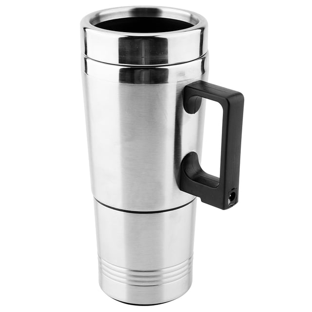 Fyydes Kettle, Stainless Steel Kettle,350ML + 150ML Stainless Steel Car Electric Kettle Coffee Tea Thermos Water Heating Cup 12V