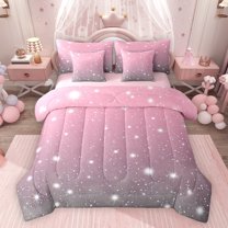 Feelyou Glitter Stars Bedding Comforter Set 7 Pieces, Dreamy Galaxy Sky Full Bedding Set