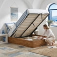 thumbnail image 6 of Zanmintaobo Queen Size Lift up Storage Bed Frame, Headboard-Free Wood Platform,Heavy Duty Slats,No Box Spring Needed,Rustic Brown, 6 of 12