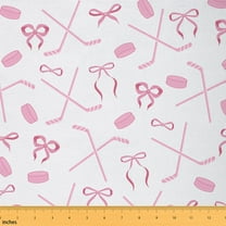 Castle Fairy Sport Ice Hockey Fabric by the Yard 3 Yards for Teens,Pink Bow Sewing Fabric,Ball Gamer Fabric for Sewing,Super Cozy Room Decor