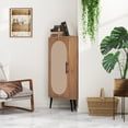 thumbnail image 3 of Jopath Corner Cabinet ,Rattan Door,Freestanding Corner Tables Corner Shelf Stand Built-In 2 Pieces Of Adjustable Laminate For Small Spaces, For Living Room, Kitchen, Bedroom, 3 of 10